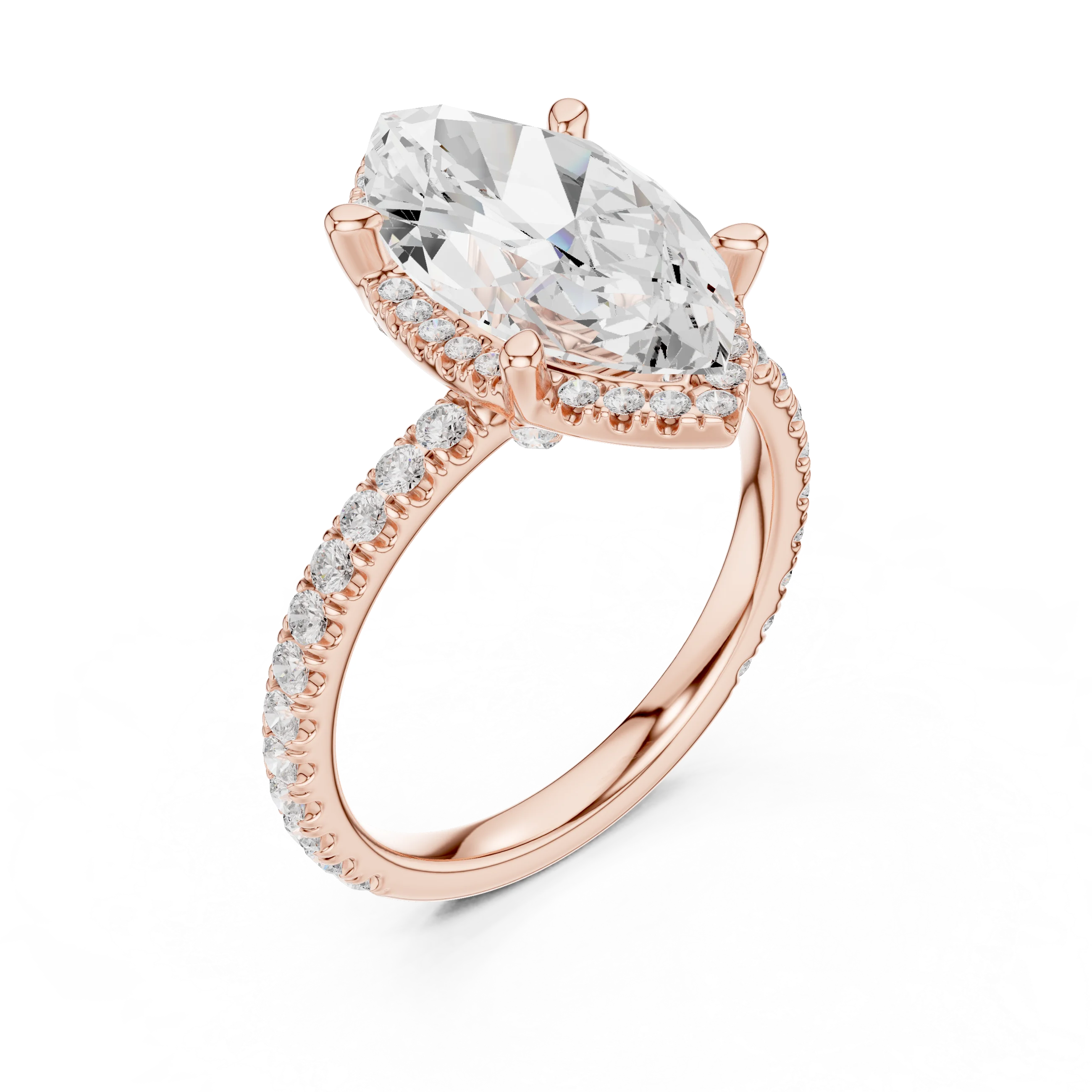 Marquise Diamond Hidden Halo Engagement Ring
