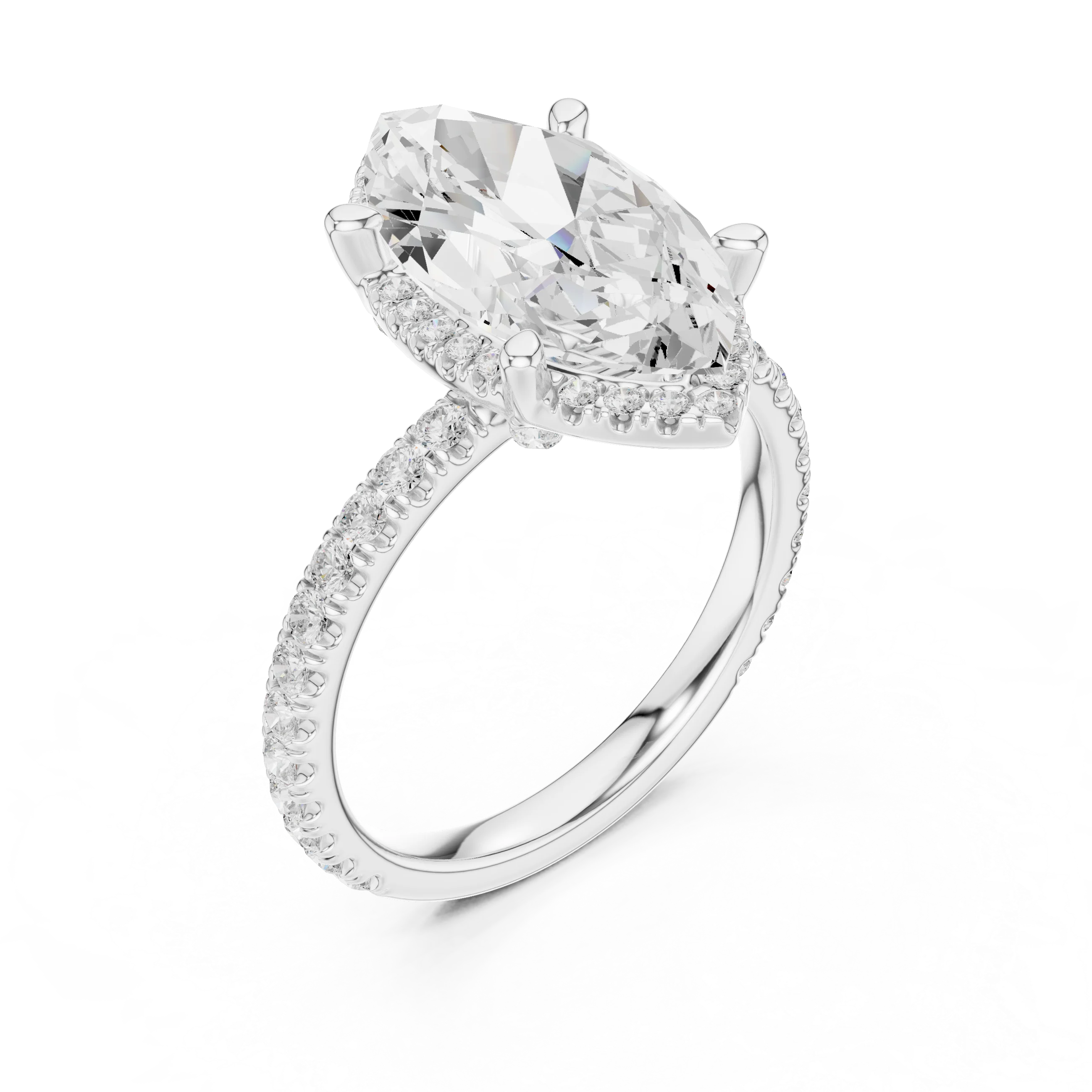 Marquise Diamond Hidden Halo Engagement Ring