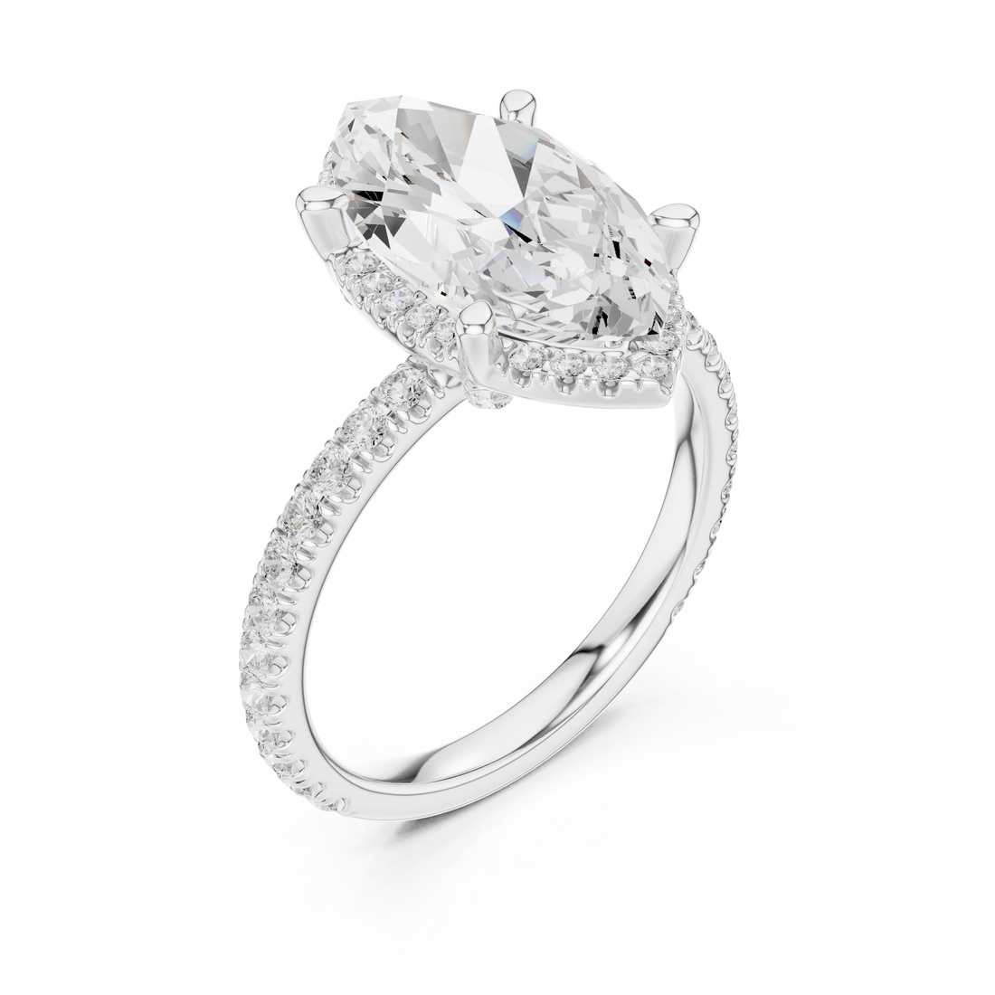 Marquise Diamond Hidden Halo Engagement Ring