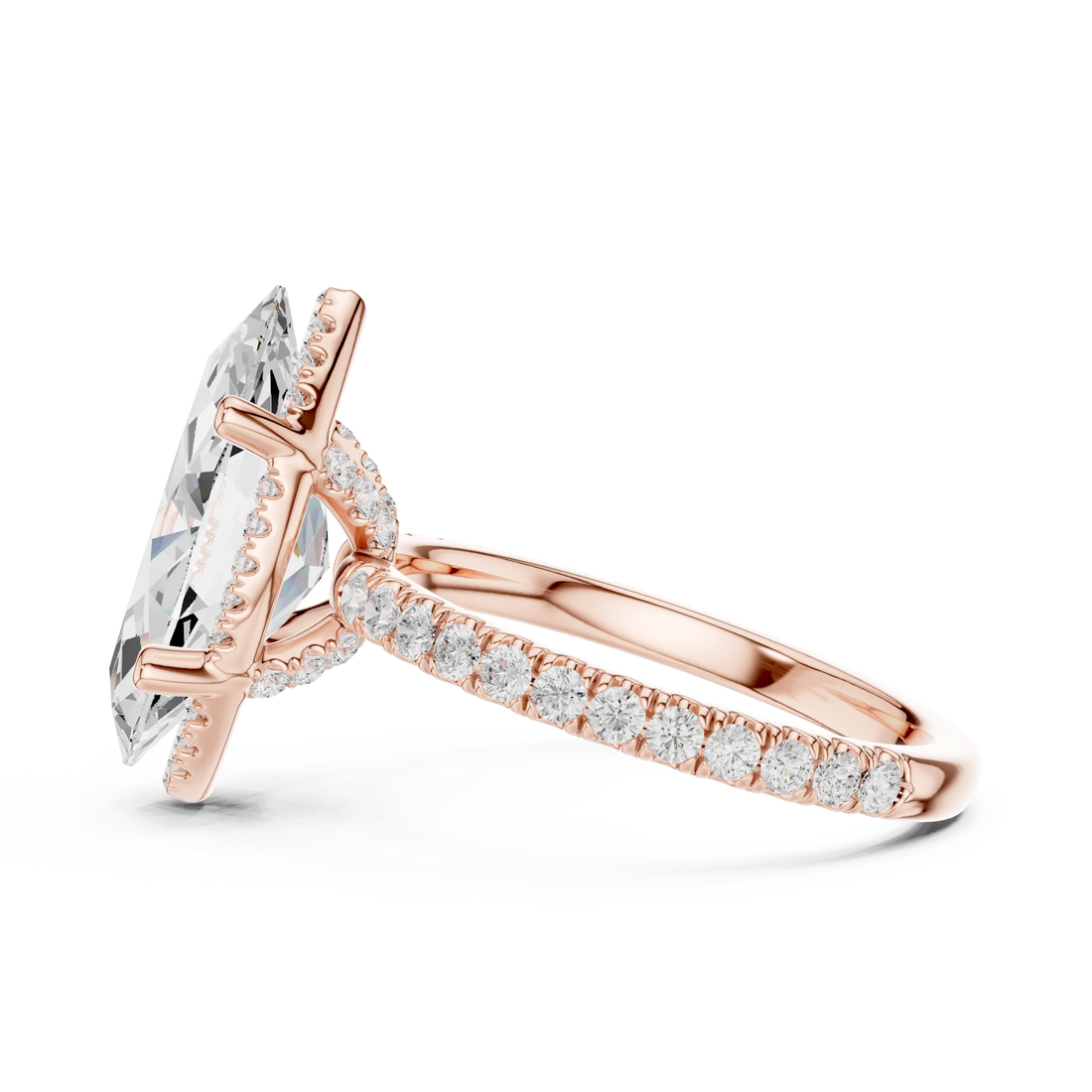 Marquise Diamond Hidden Halo Engagement Ring