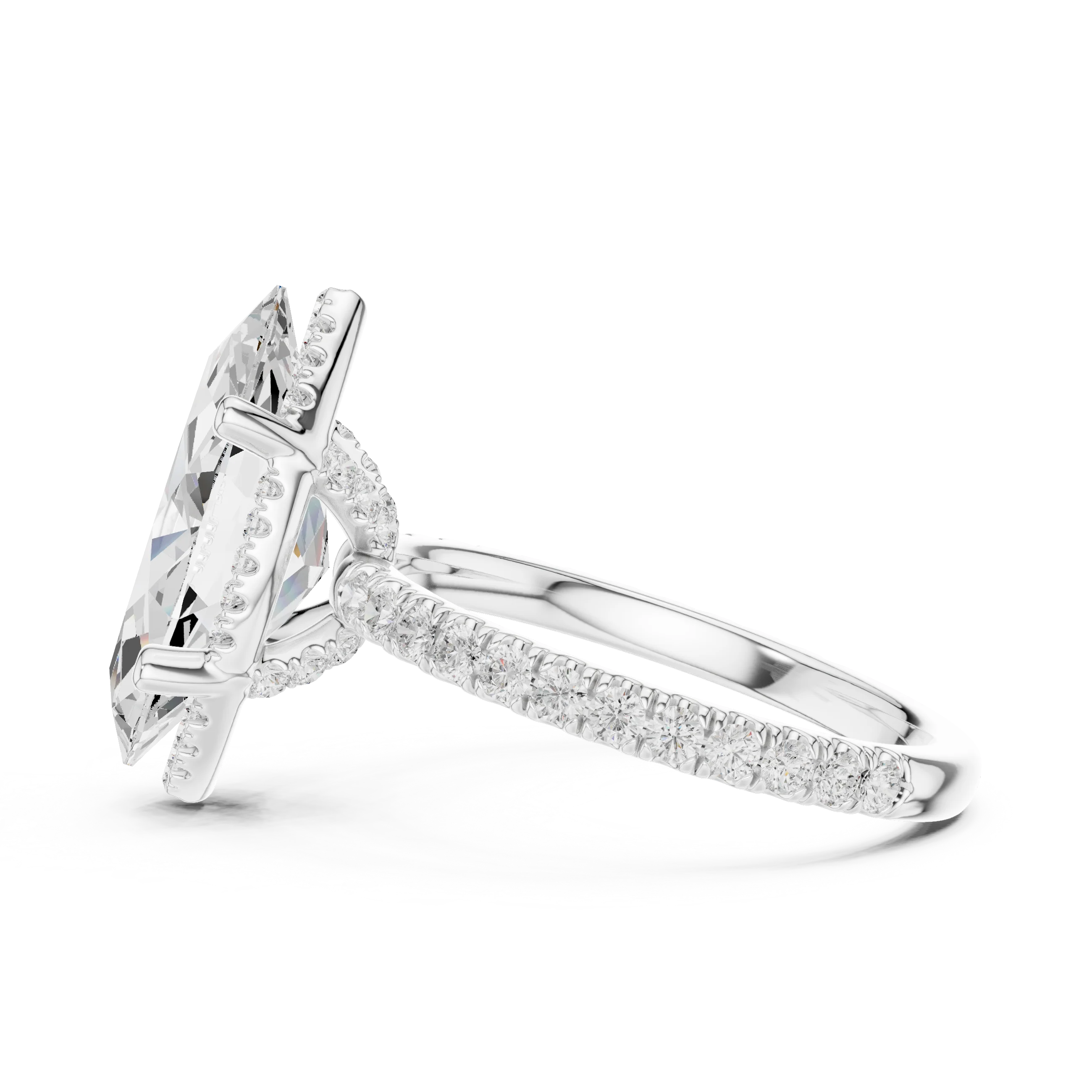 Marquise Diamond Hidden Halo Engagement Ring