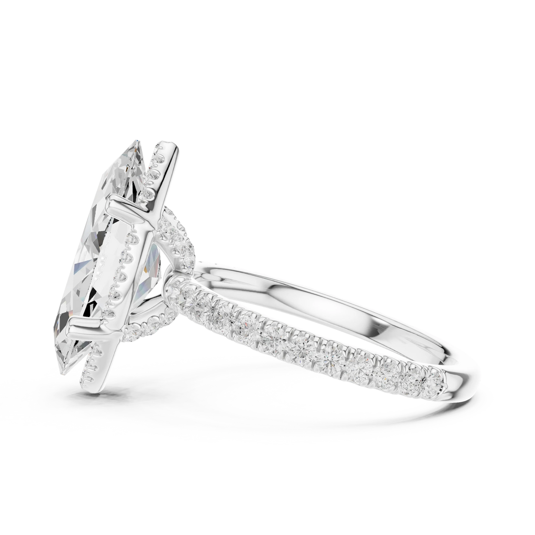 Marquise Diamond Hidden Halo Engagement Ring