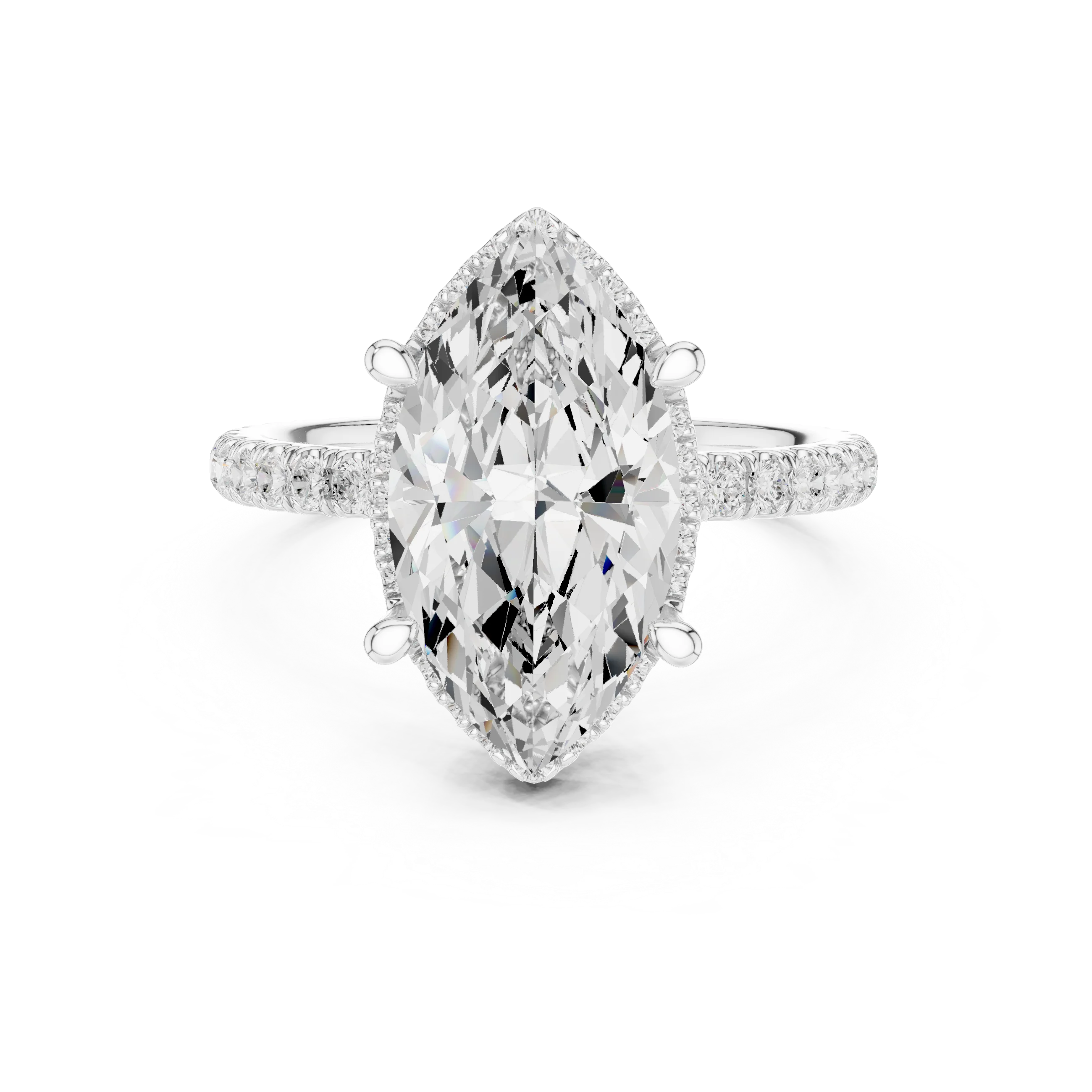 Marquise Diamond Hidden Halo Engagement Ring