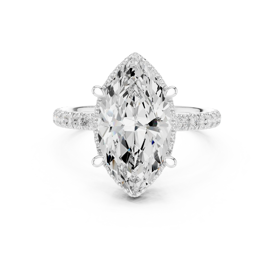 Marquise Diamond Hidden Halo Engagement Ring