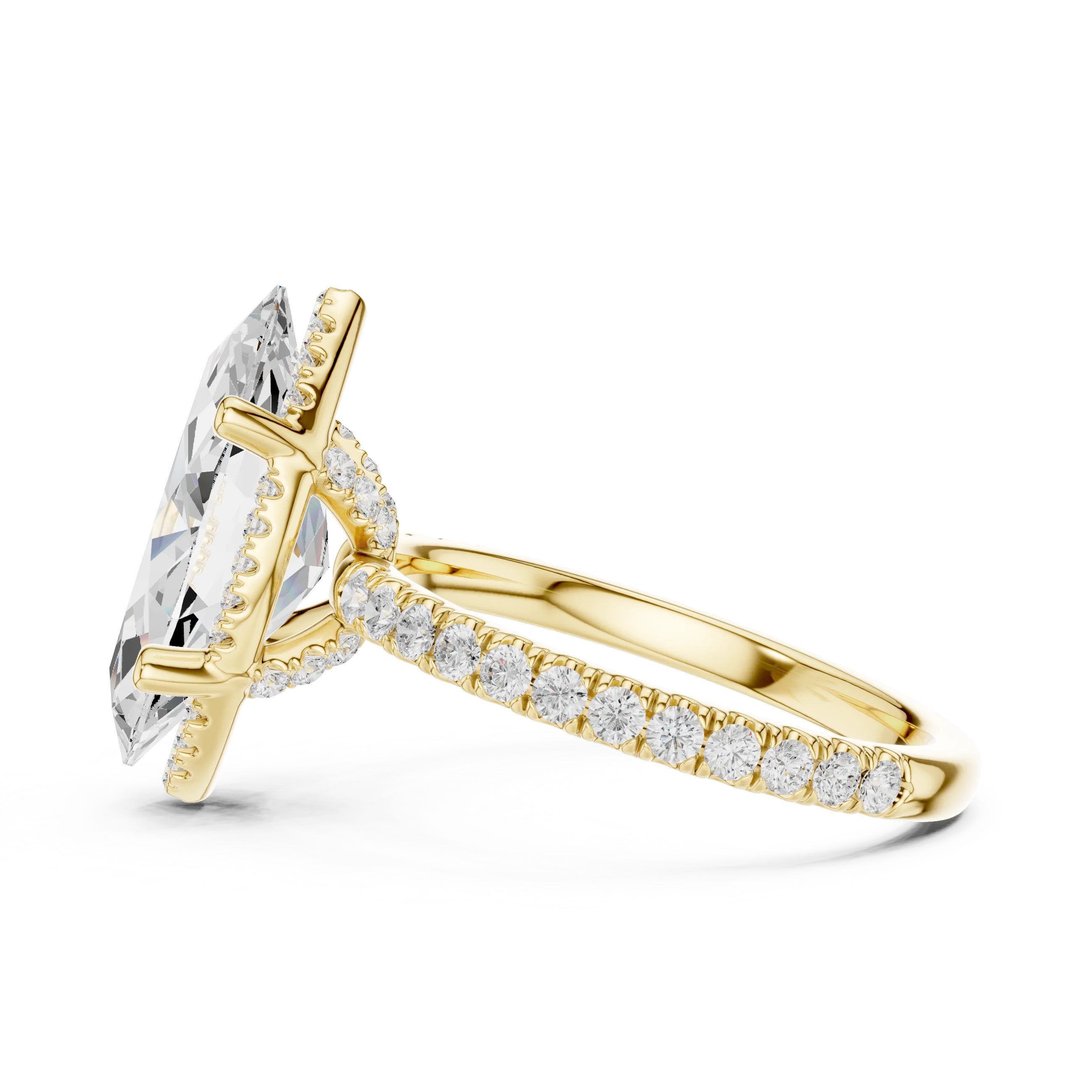 Marquise Diamond Hidden Halo Engagement Ring