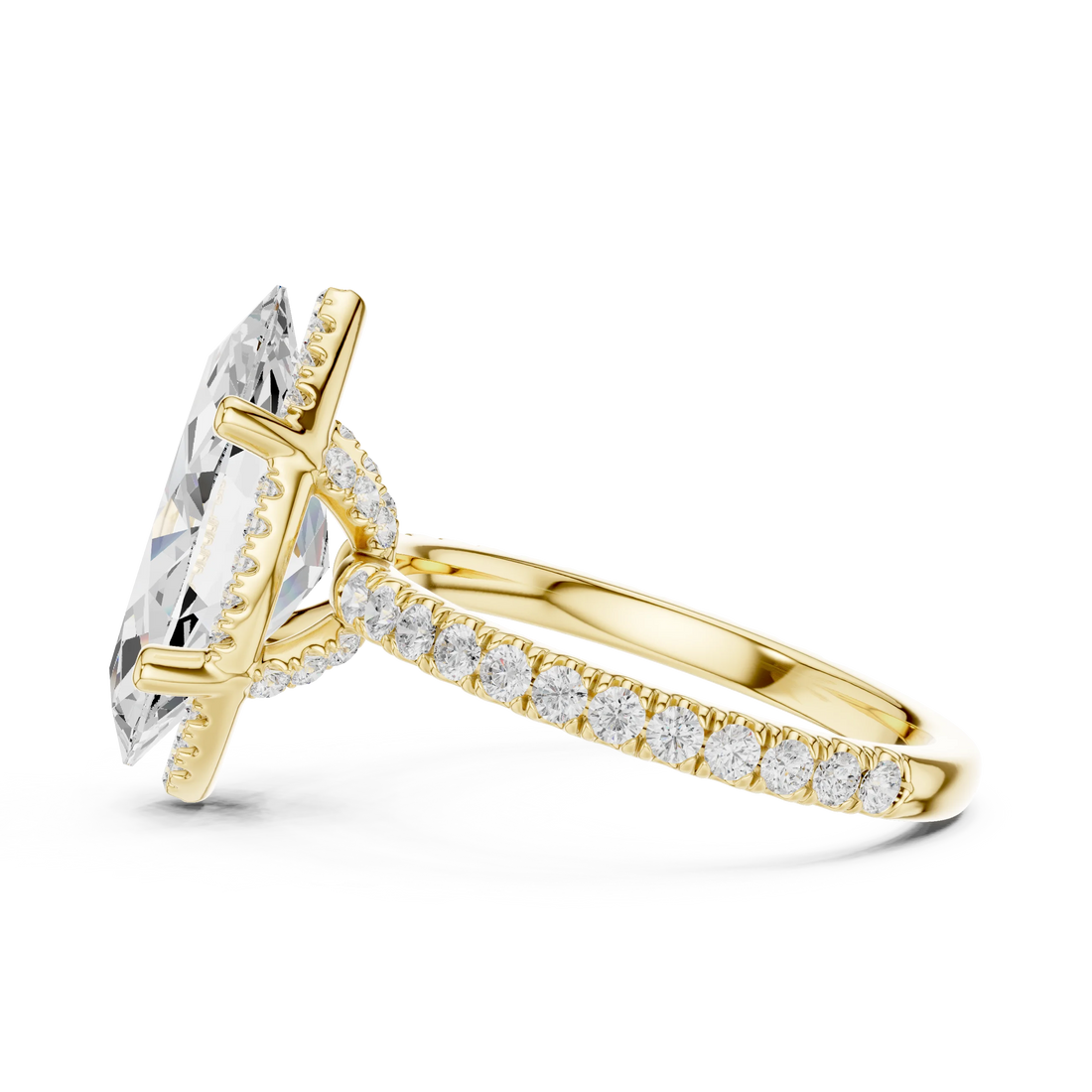Marquise Diamond Hidden Halo Engagement Ring