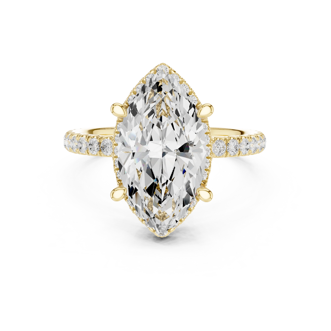 Marquise Diamond Hidden Halo Engagement Ring