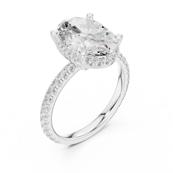 Oval Diamond Hidden Halo Engagement Ring