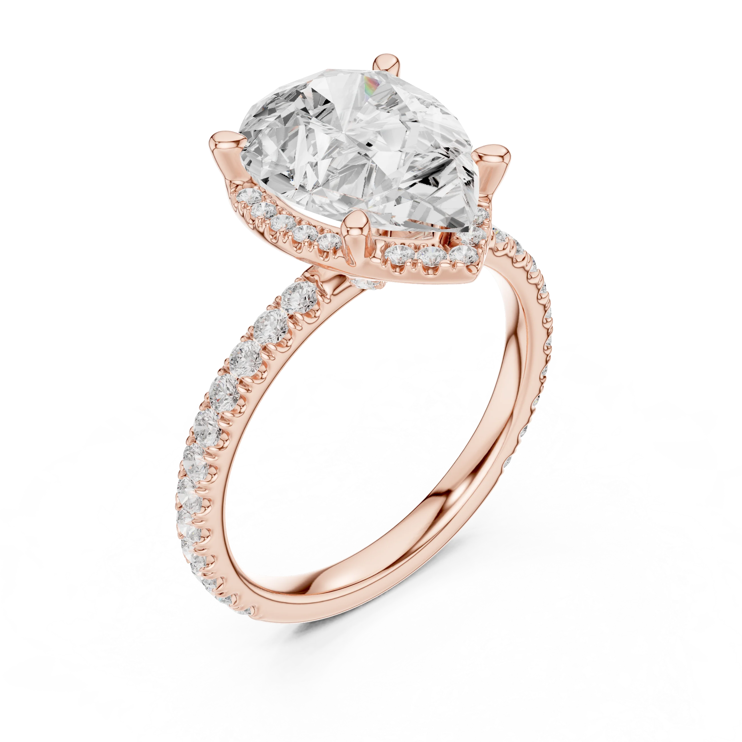 Pear Diamond Hidden Halo Engagement Ring