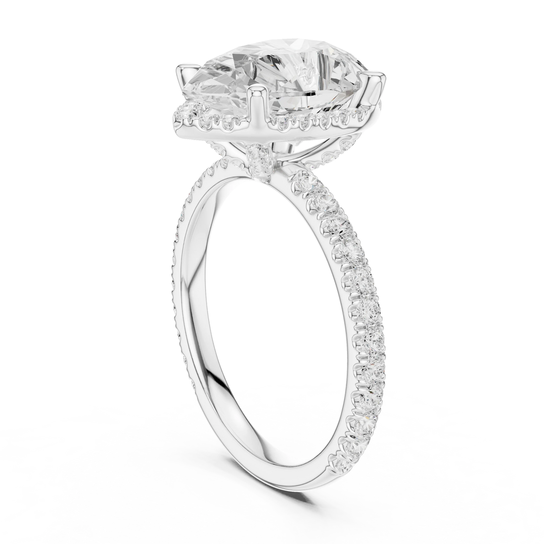 Pear Diamond Hidden Halo Engagement Ring