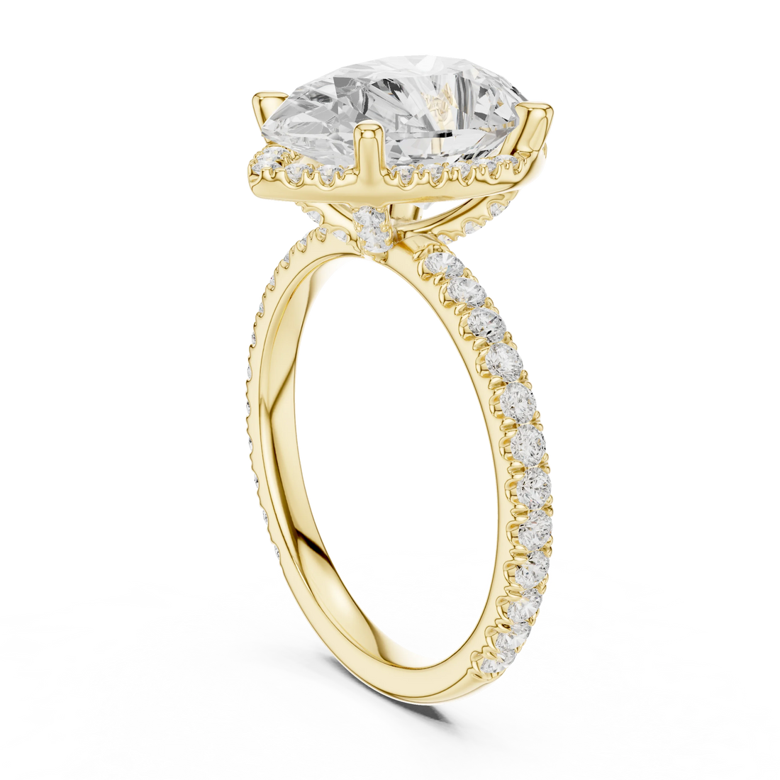 Pear Diamond Hidden Halo Engagement Ring