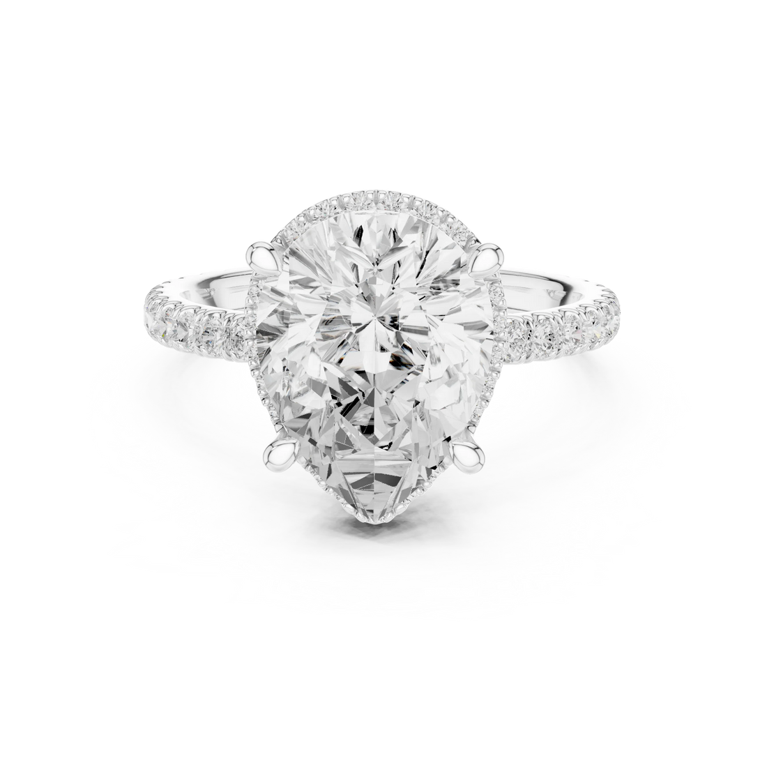 Pear Diamond Hidden Halo Engagement Ring