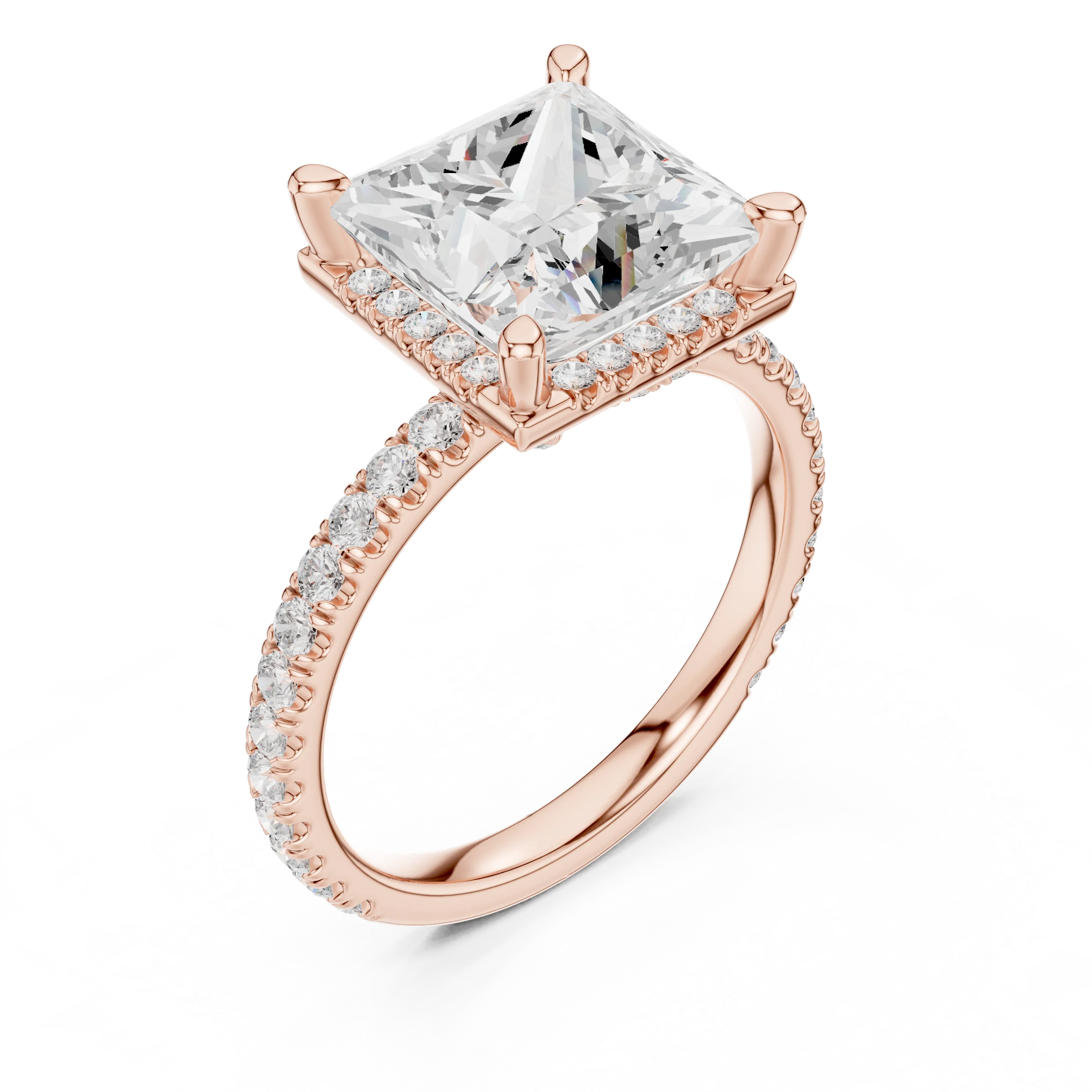 Princess Diamond Hidden Halo Engagement Ring