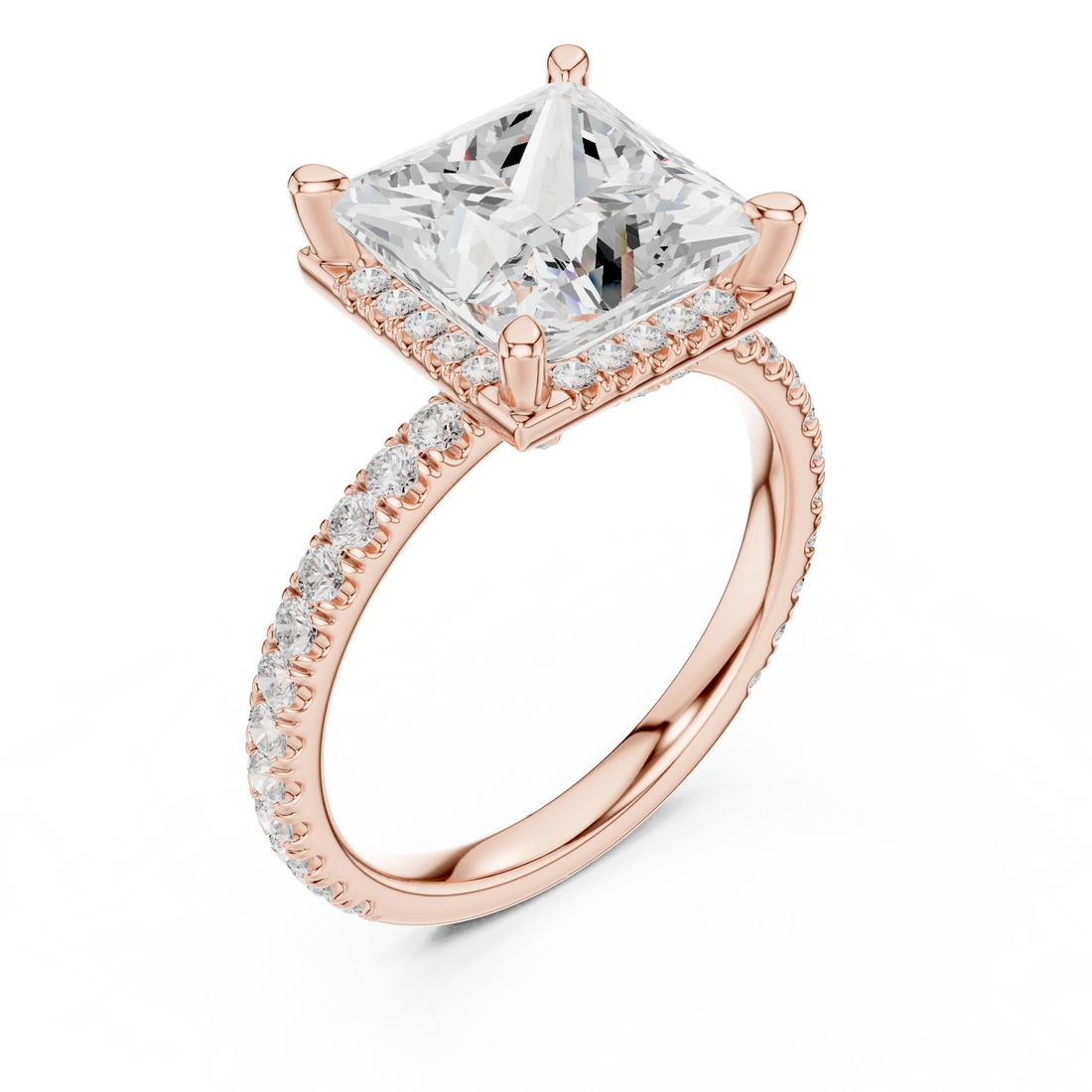 Princess Diamond Hidden Halo Engagement Ring