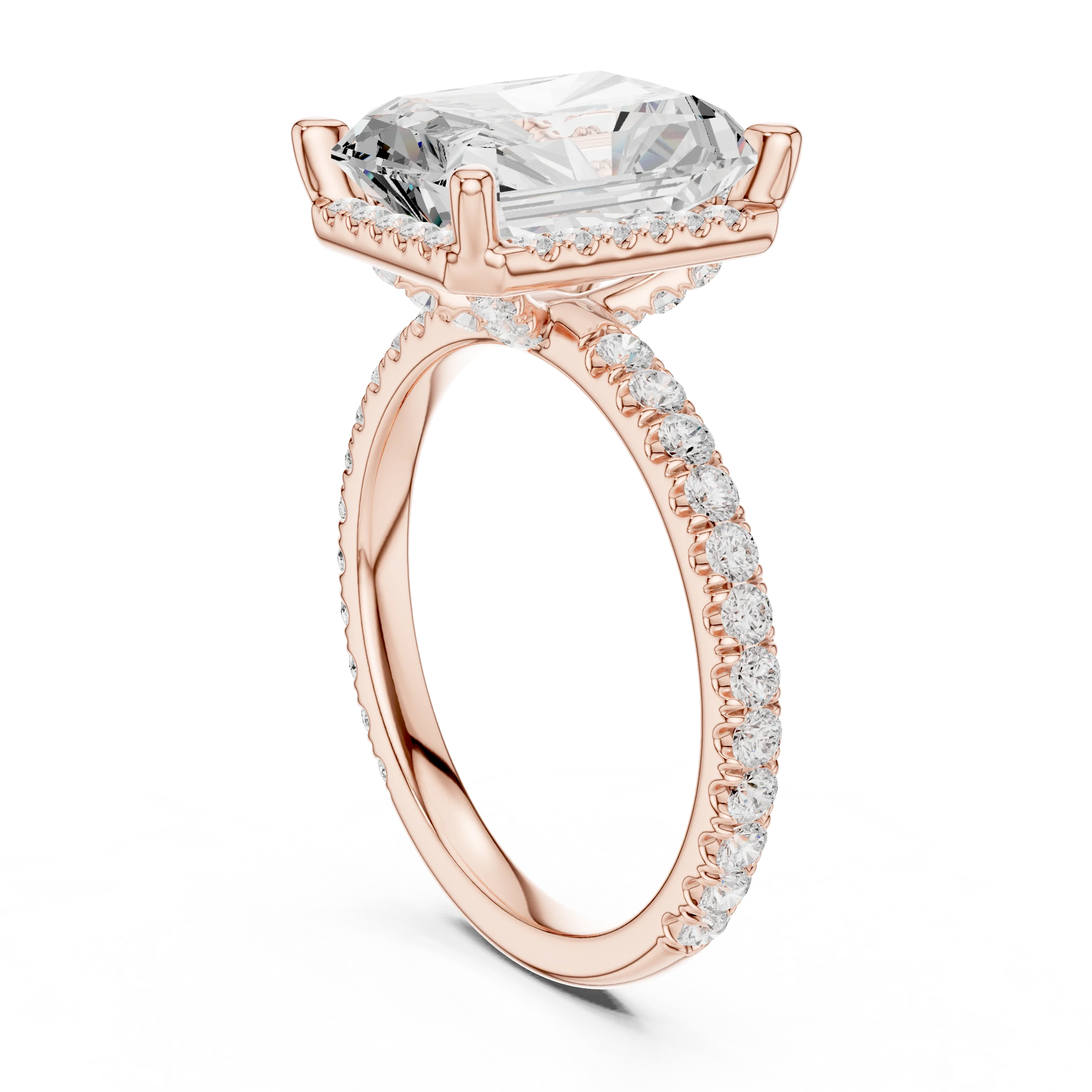 Radiant Diamond Hidden Halo Engagement Ring