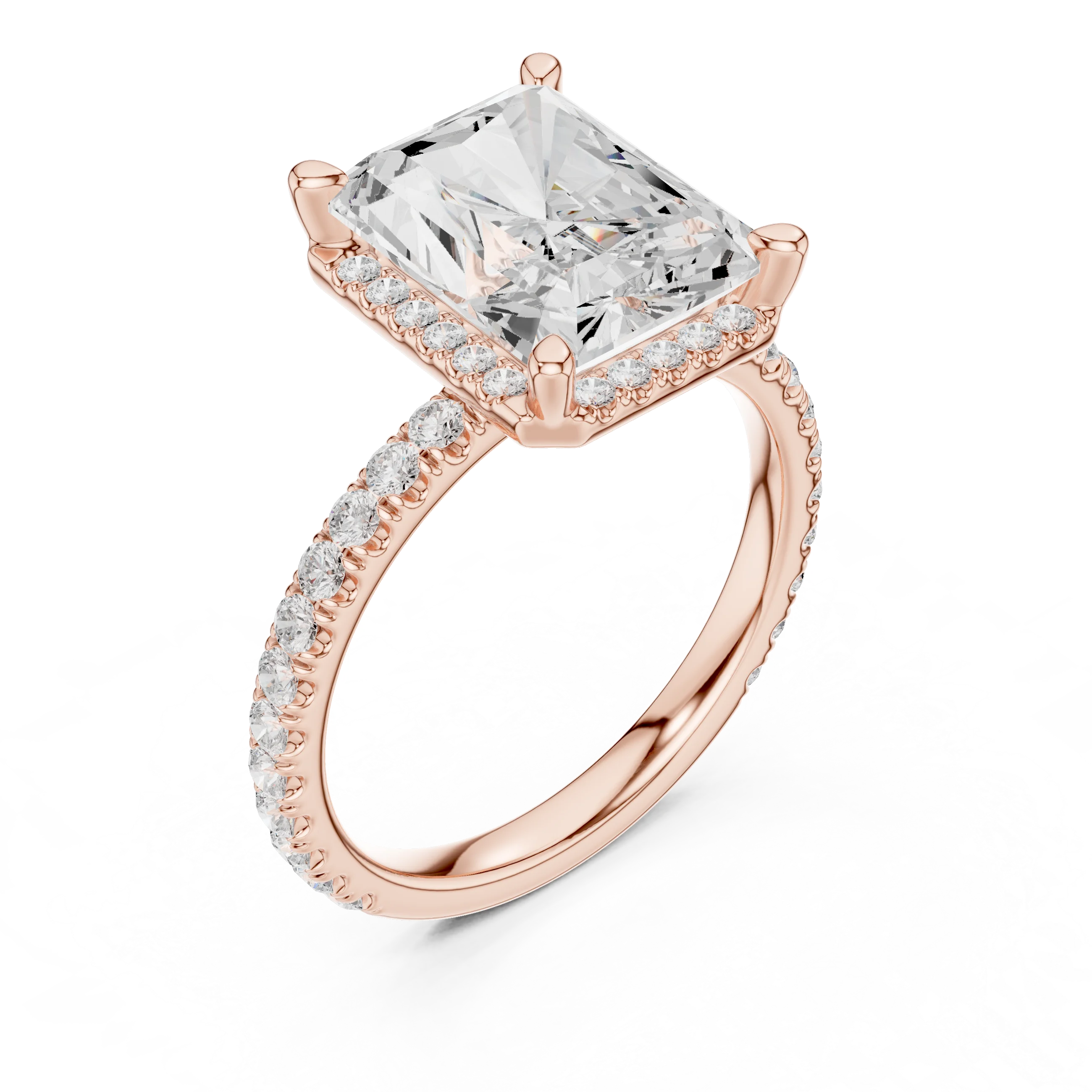 Radiant Diamond Hidden Halo Engagement Ring