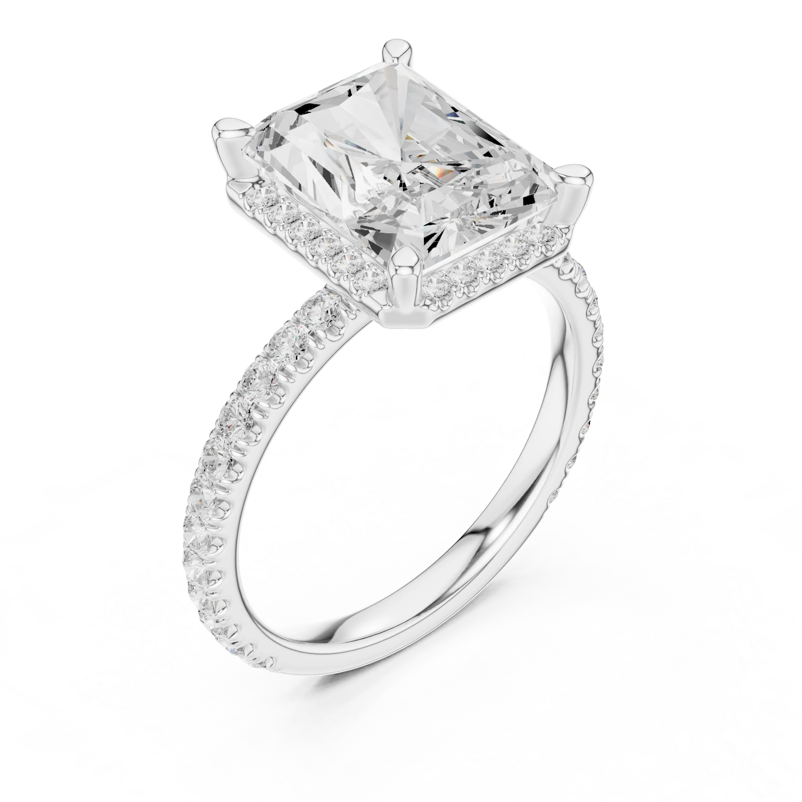 Radiant Diamond Hidden Halo Engagement Ring