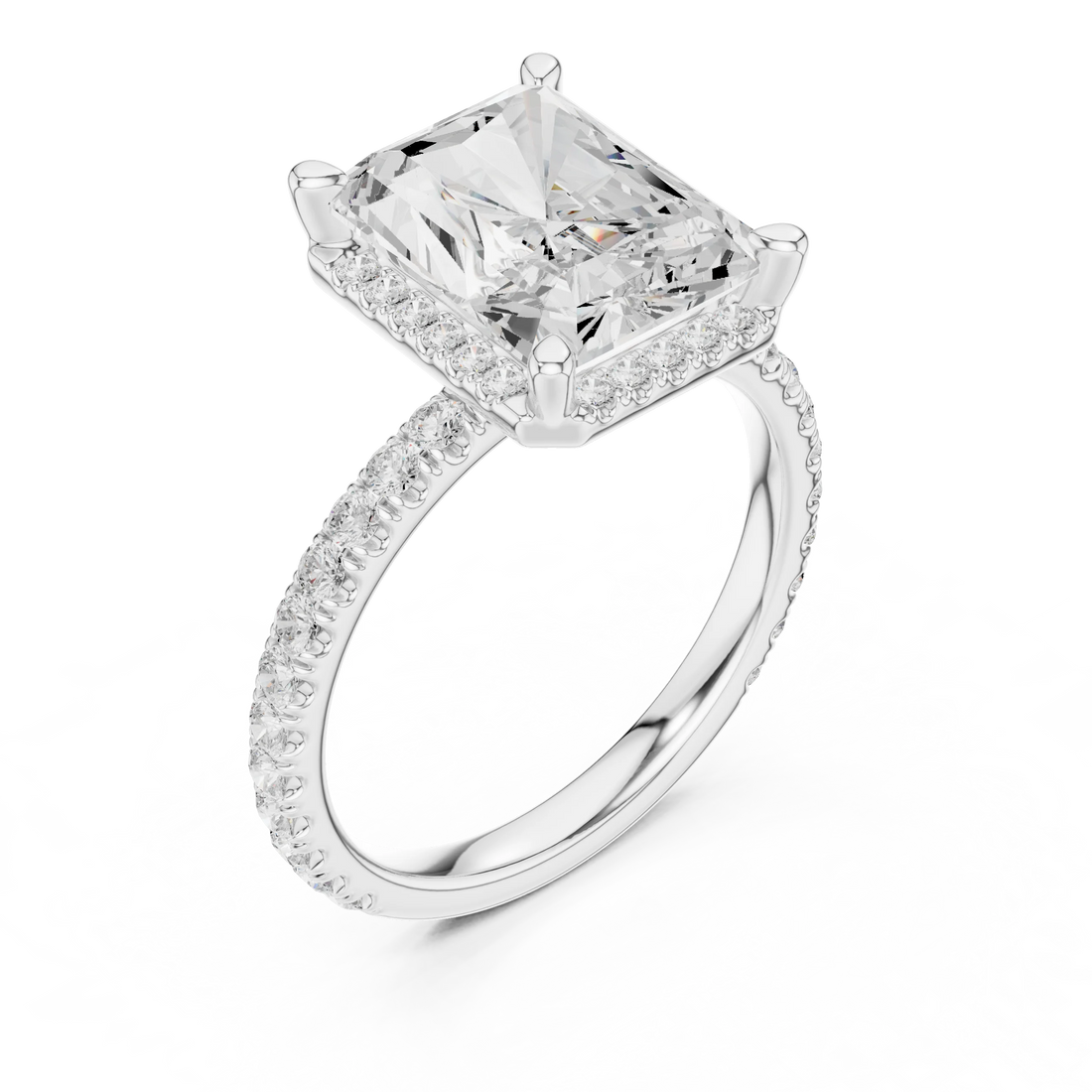 Radiant Diamond Hidden Halo Engagement Ring