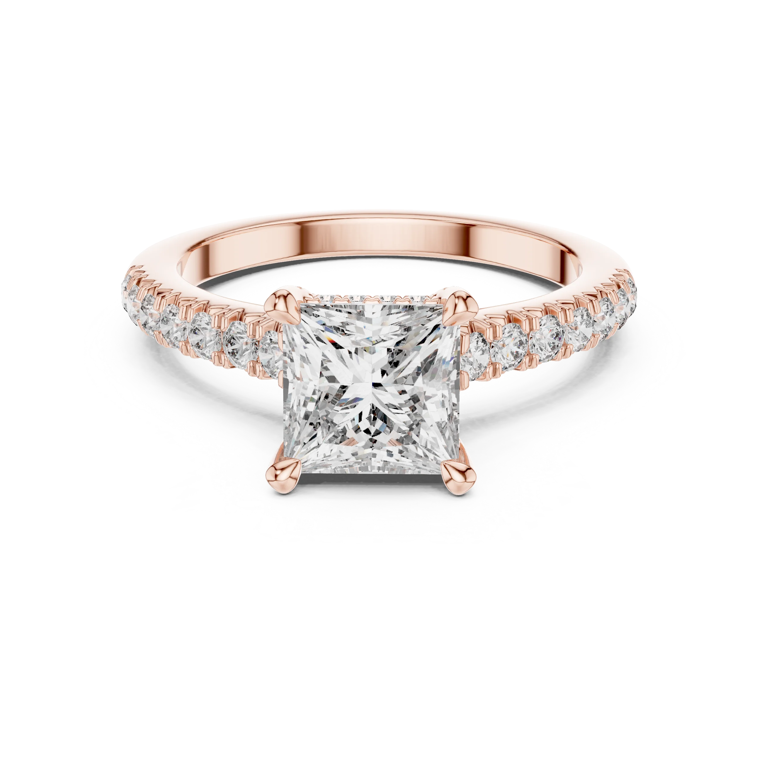 Princess Hidden Halo Diamond Engagement Ring