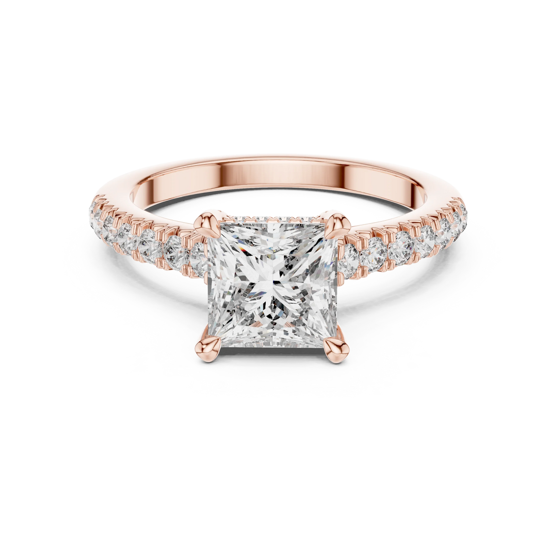 Princess Hidden Halo Diamond Engagement Ring