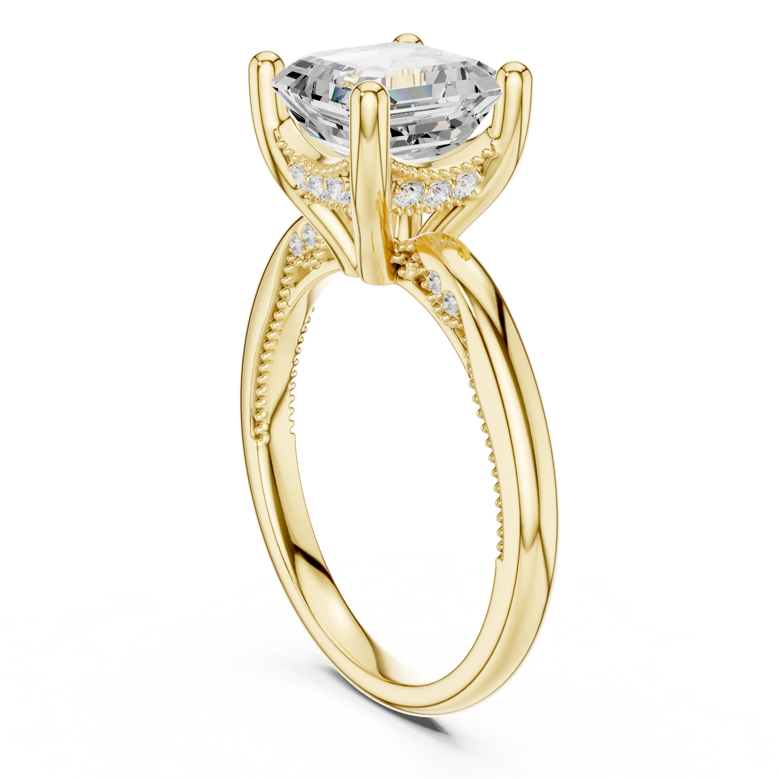 Hidden Halo Asscher Cut Diamond Engagement Ring