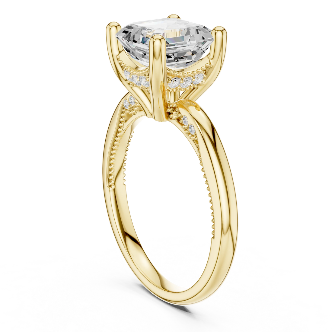 Hidden Halo Asscher Cut Diamond Engagement Ring