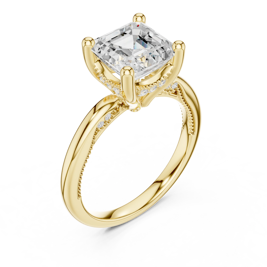 Hidden Halo Asscher Cut Diamond Engagement Ring