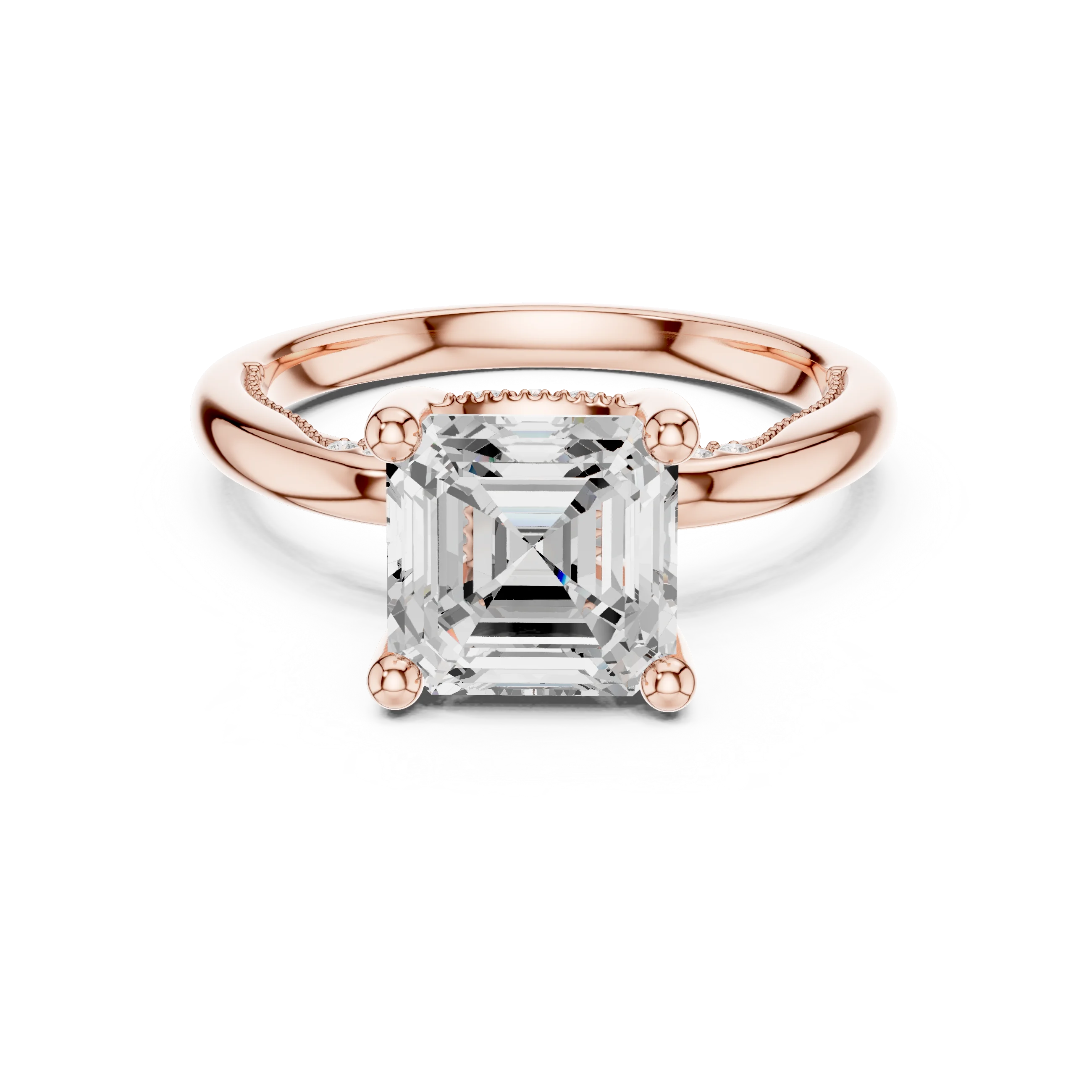 Hidden Halo Asscher Cut Diamond Engagement Ring