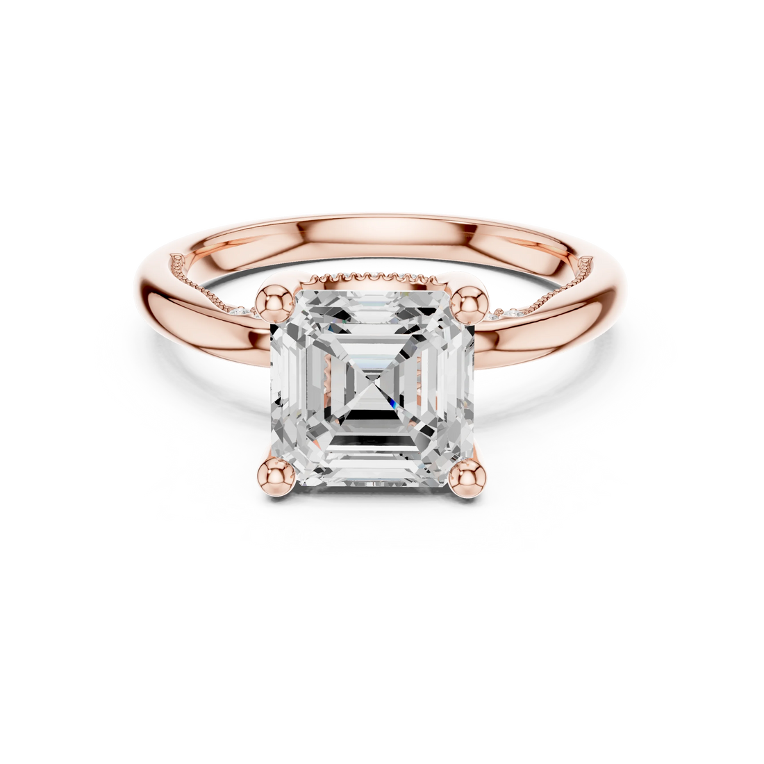 Hidden Halo Asscher Cut Diamond Engagement Ring