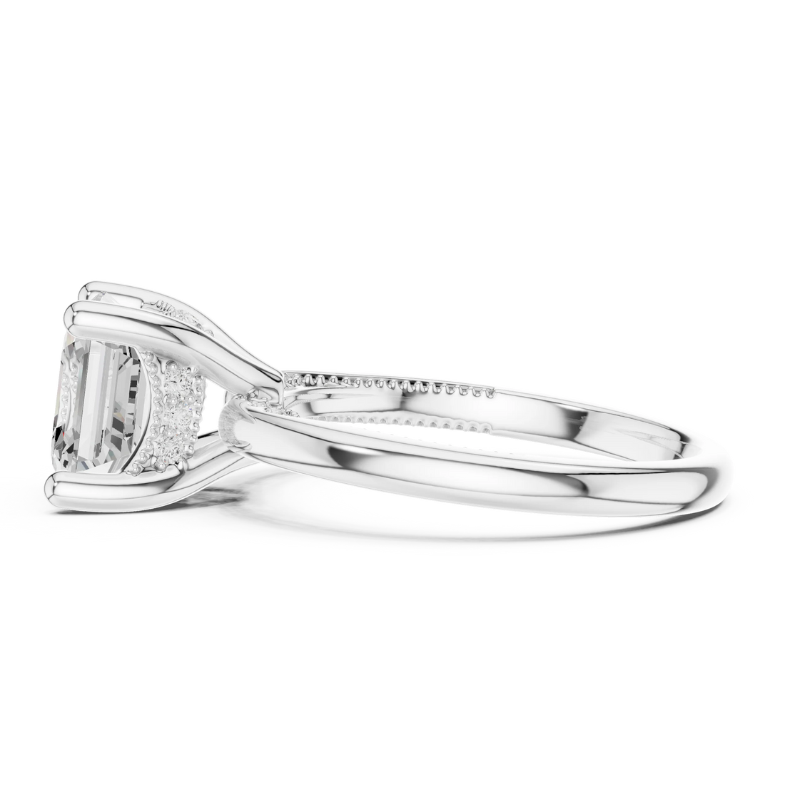 Hidden Halo Asscher Cut Diamond Engagement Ring