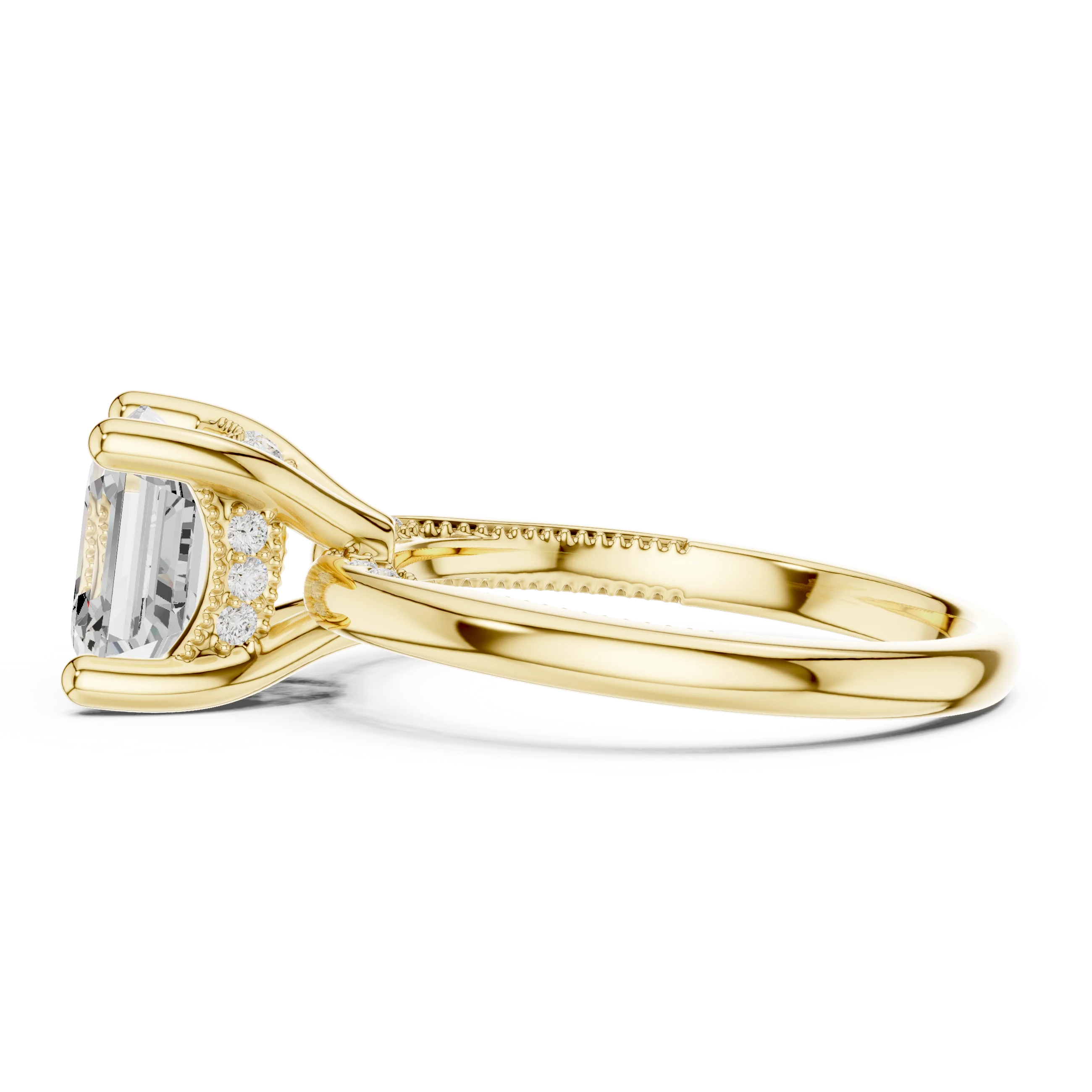 Hidden Halo Asscher Cut Diamond Engagement Ring