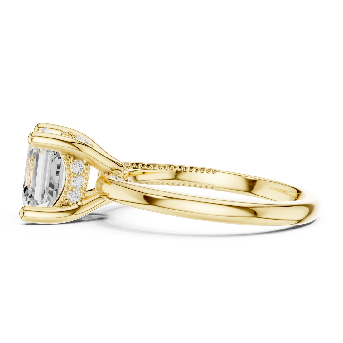 Hidden Halo Asscher Cut Diamond Engagement Ring