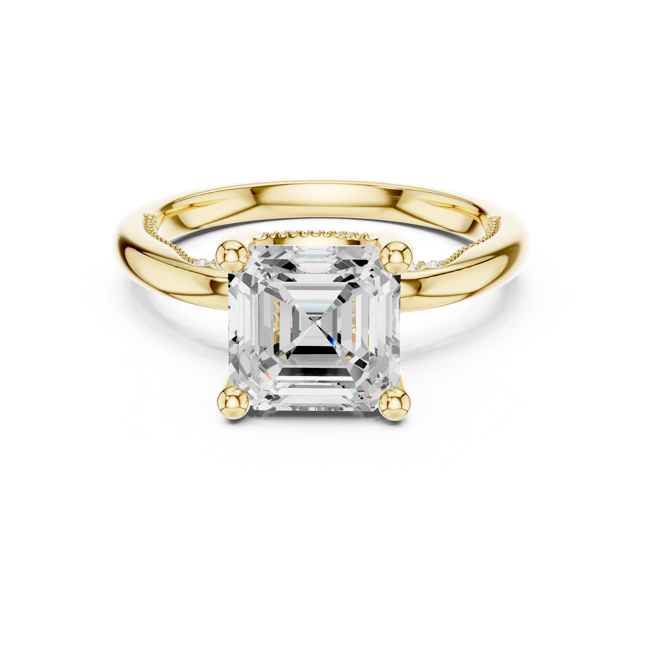 Hidden Halo Asscher Cut Diamond Engagement Ring