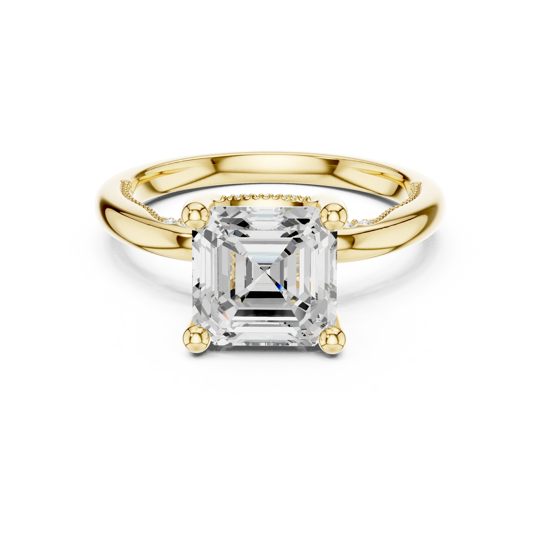 Hidden Halo Asscher Cut Diamond Engagement Ring