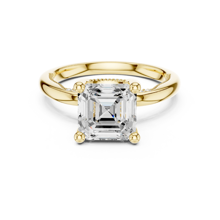 Hidden Halo Asscher Cut Diamond Engagement Ring