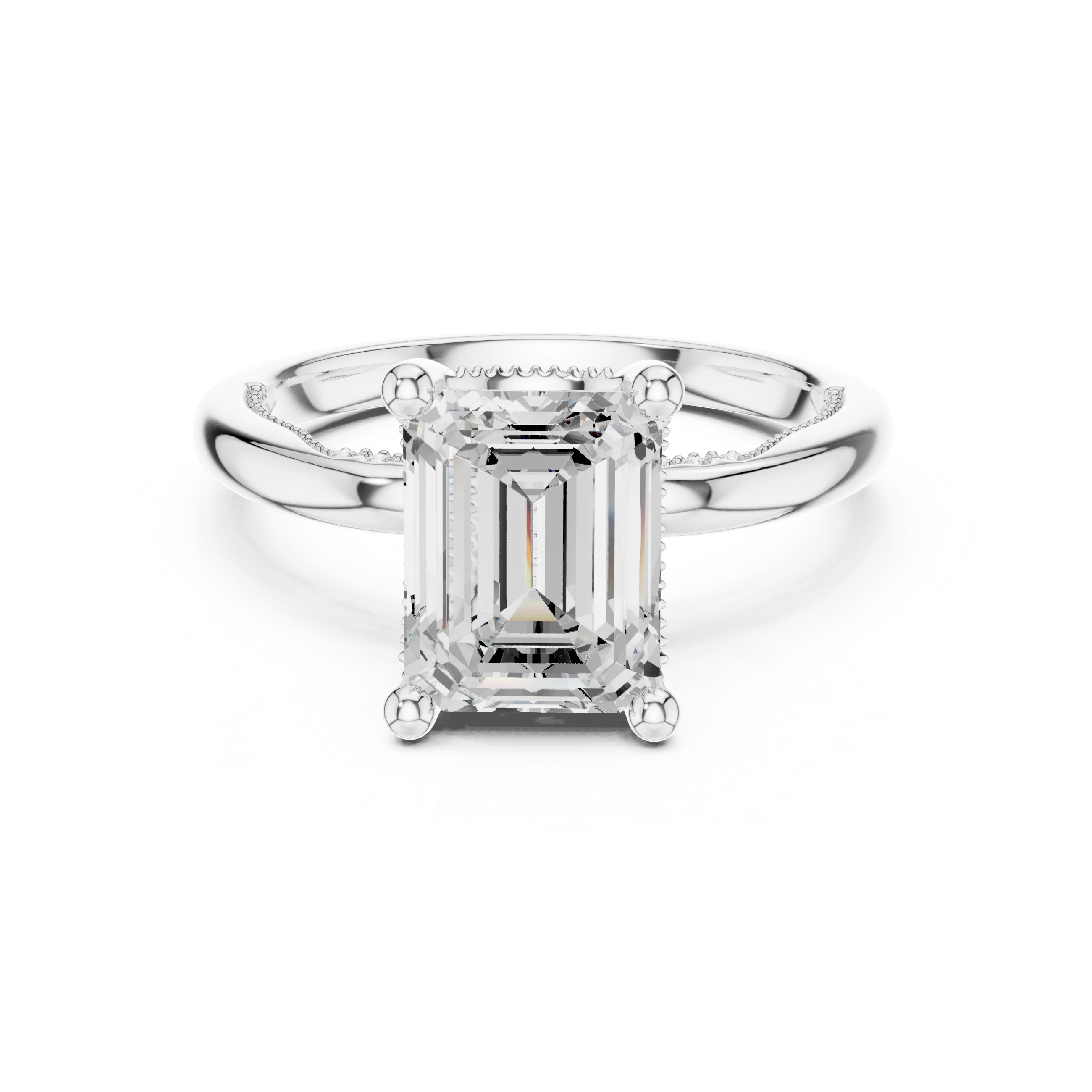 Hidden Halo Emerald Cut Diamond Engagement Ring