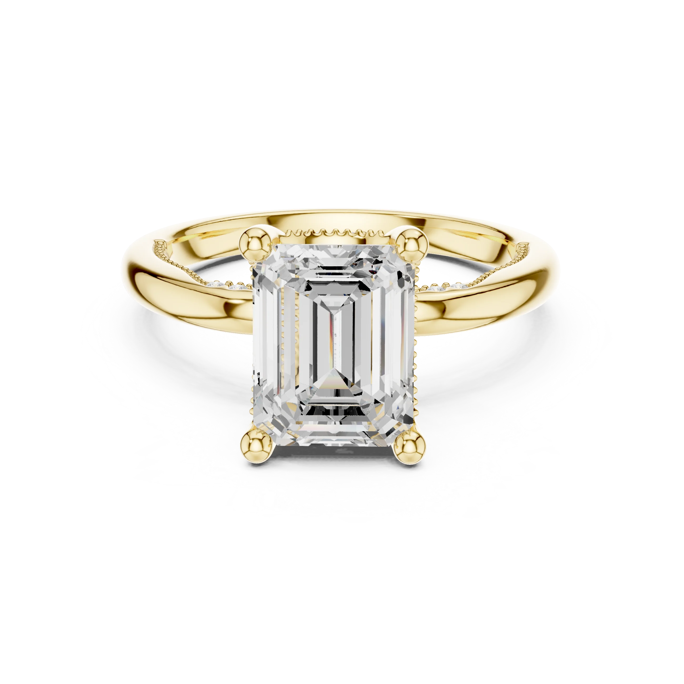 Hidden Halo Emerald Cut Diamond Engagement Ring