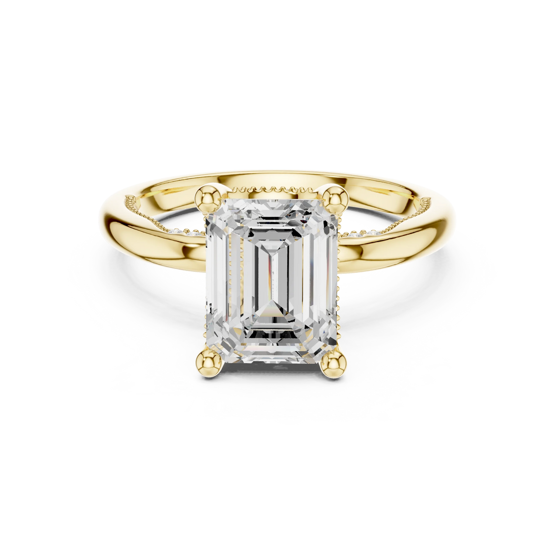Hidden Halo Emerald Cut Diamond Engagement Ring