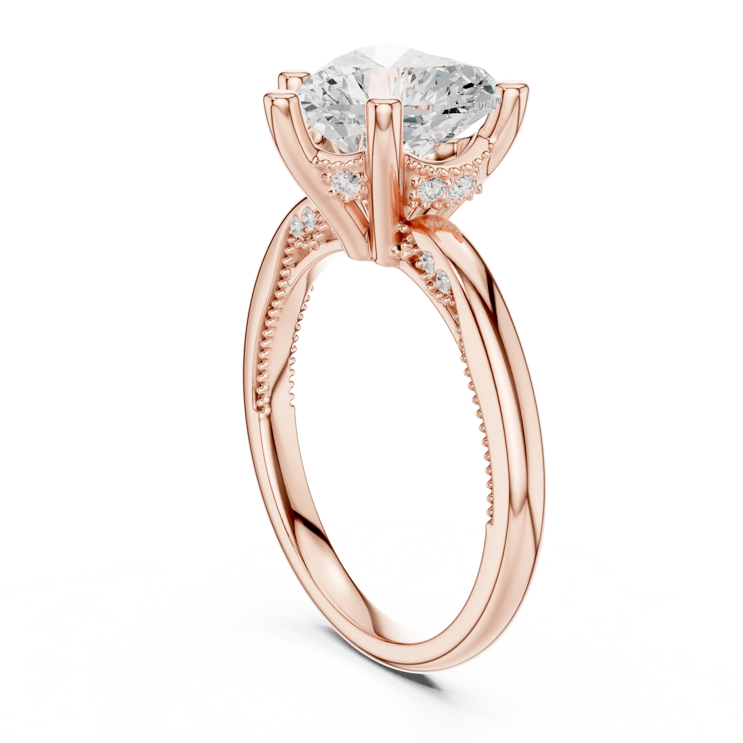 Hidden Halo Heart Cut Diamond Engagement Ring