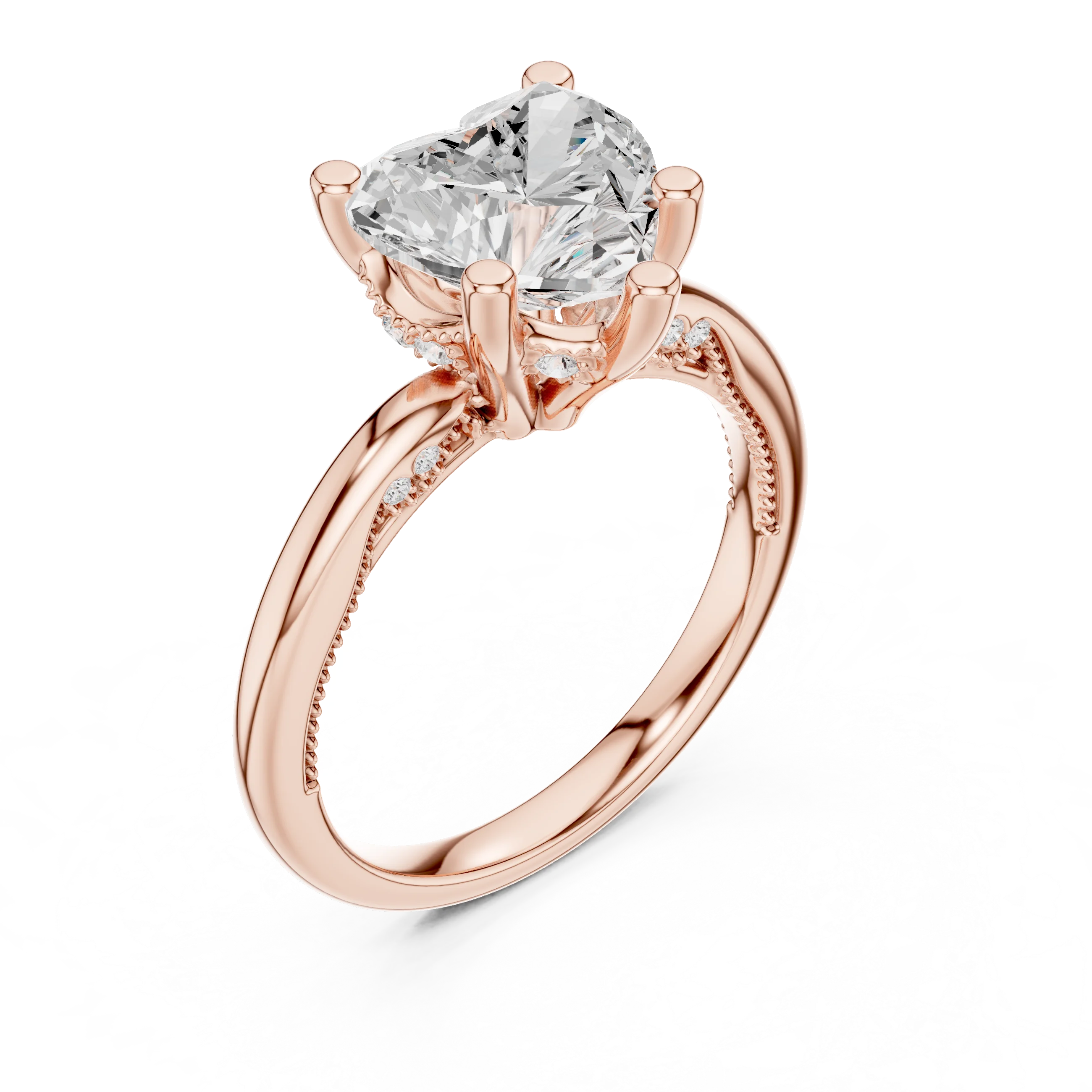 Hidden Halo Heart Cut Diamond Engagement Ring