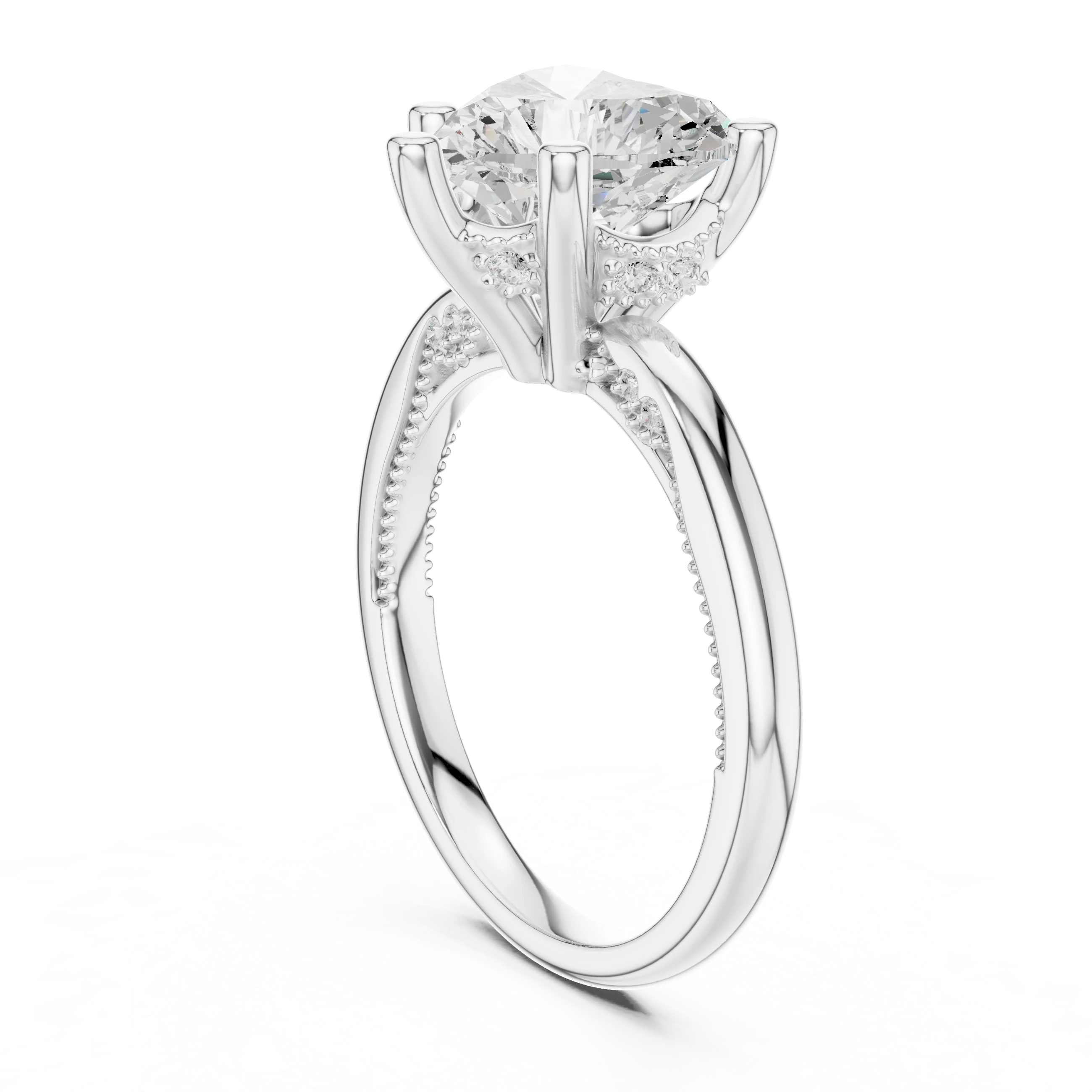 Hidden Halo Heart Cut Diamond Engagement Ring