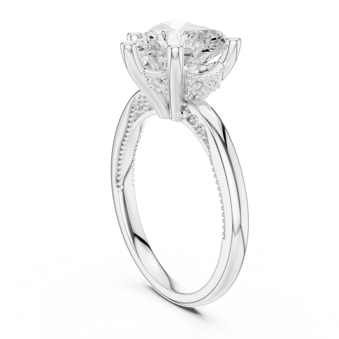 Hidden Halo Heart Cut Diamond Engagement Ring