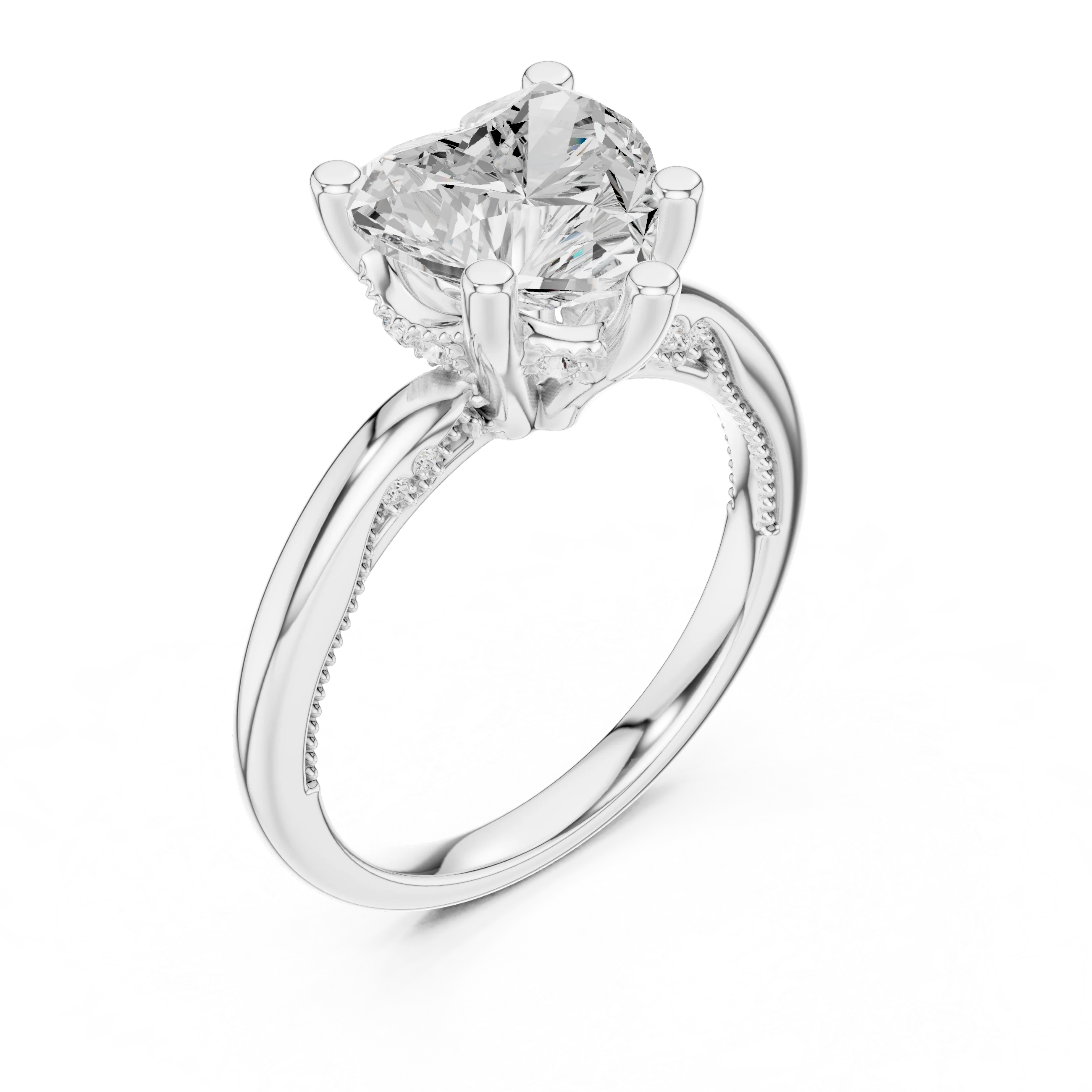 Hidden Halo Heart Cut Diamond Engagement Ring