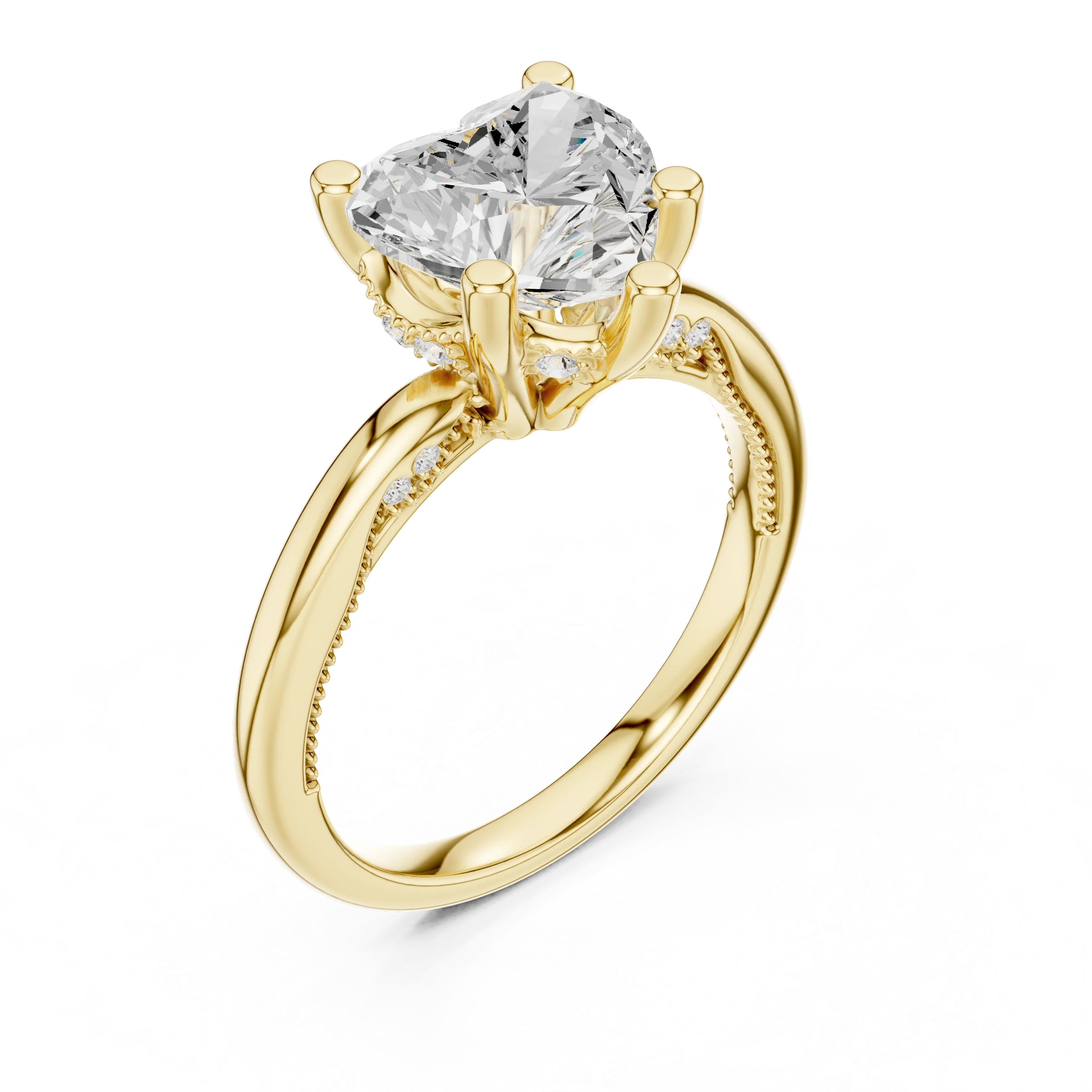 Hidden Halo Heart Cut Diamond Engagement Ring