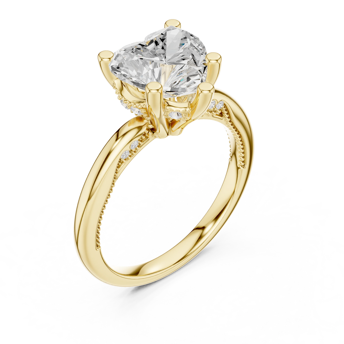 Hidden Halo Heart Cut Diamond Engagement Ring