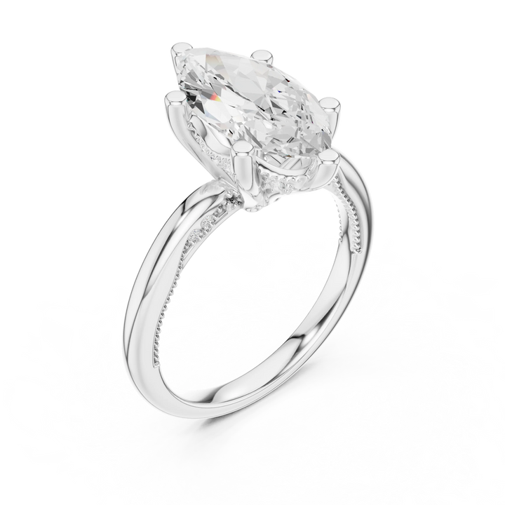Hidden Halo Marquise Cut Diamond Engagement Ring