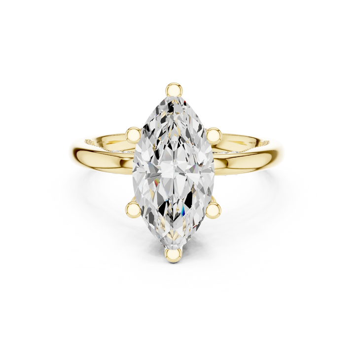 Hidden Halo Marquise Cut Diamond Engagement Ring