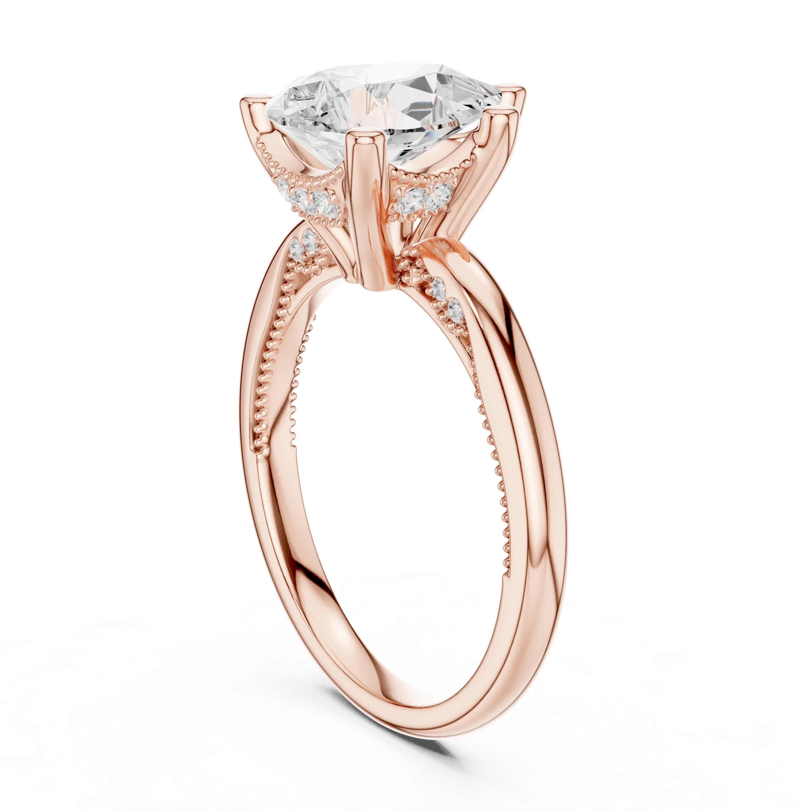 Hidden Halo Pear Cut Diamond Engagement Ring