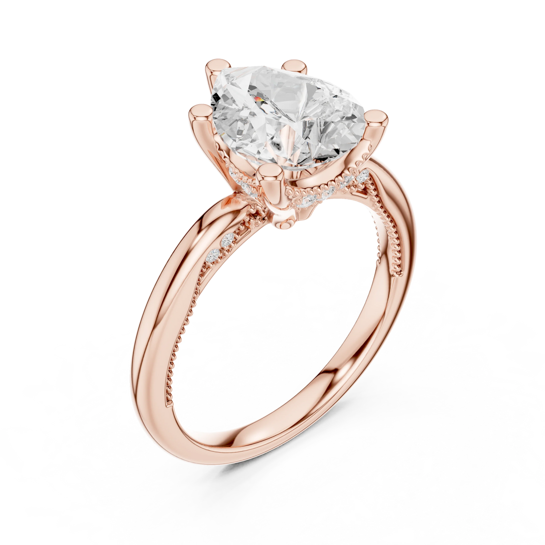 Hidden Halo Pear Cut Diamond Engagement Ring