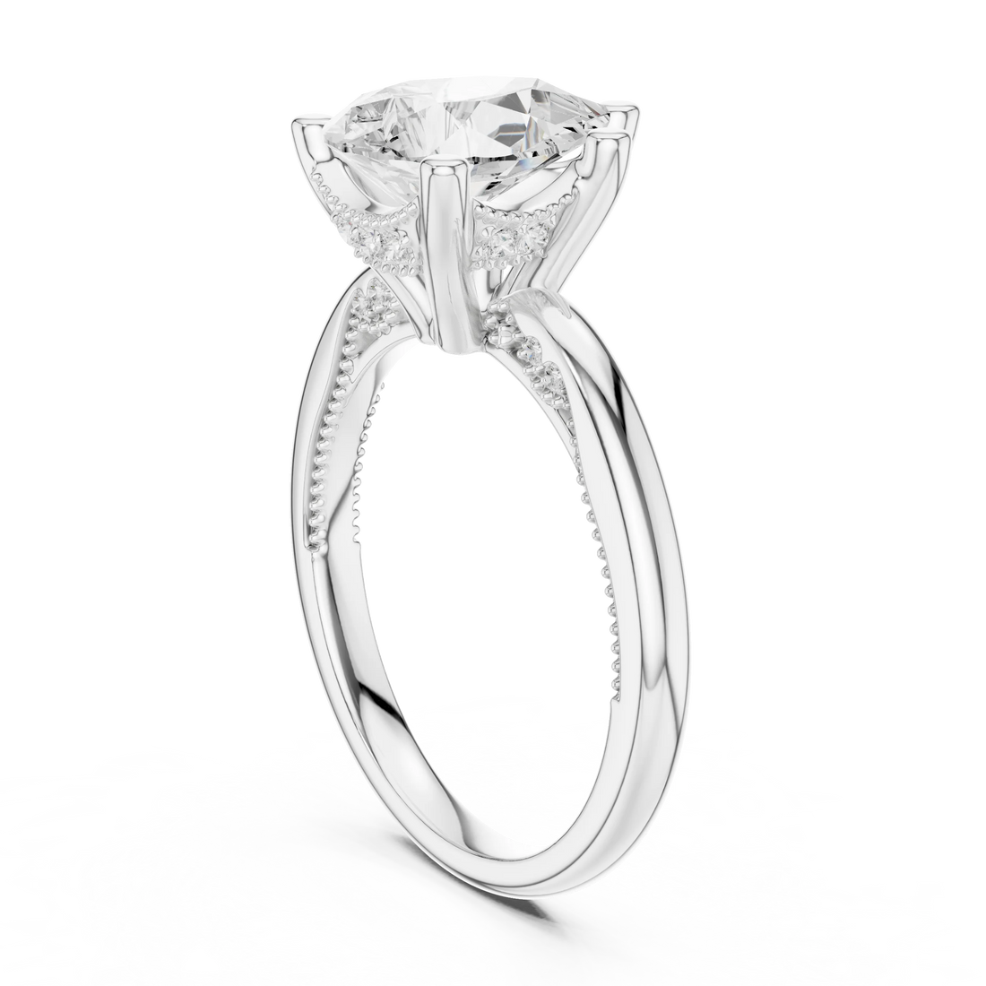 Hidden Halo Pear Cut Diamond Engagement Ring